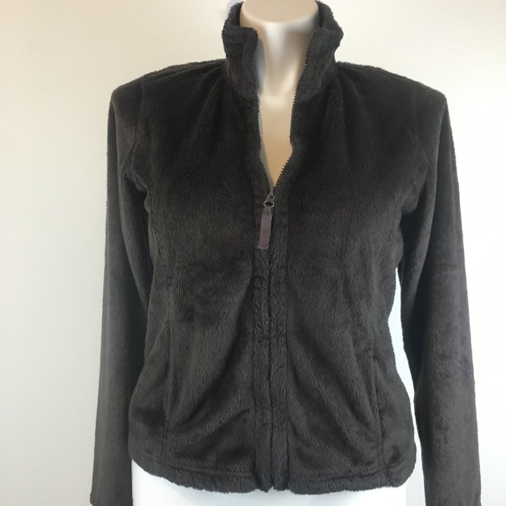 Frost Zip Front Soft and Cozy Jacket   Brown Lg
